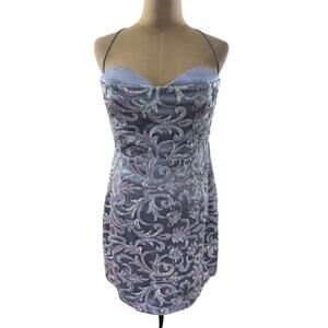 NWT!! "NAKED WARDROBE" Sequin Mini Dress‎ Purple SZ L Hoco Fairy Whimsical Sexy